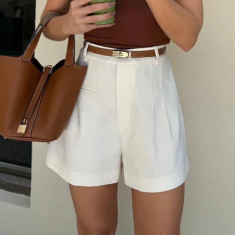 Casual Mid Waist Shorts Without Belt